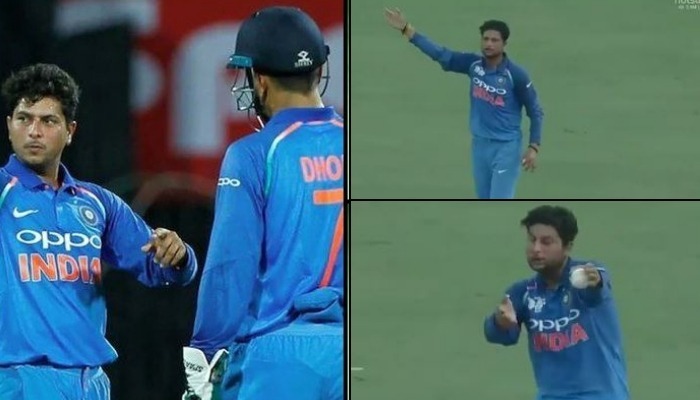 bowling karega ya bowler change karein dhoni warns kuldeep for demanding field changewatch Bowling Karega Ya Bowler Change Karein: Dhoni warns Kuldeep for demanding field change—WATCH