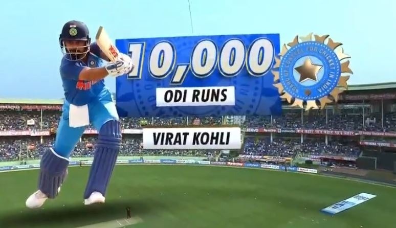 watch virat kohli breaks sachin tendulkars 17 year old record becomes fastest to 10000 odi runs WATCH: Virat Kohli breaks Sachin's 17-year-old record, becomes fastest to 10,000 ODI runs