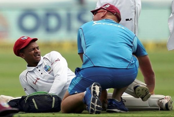 watch shane dowrich gets injured during second test against india WATCH: Shane Dowrich gets injured during second Test against India