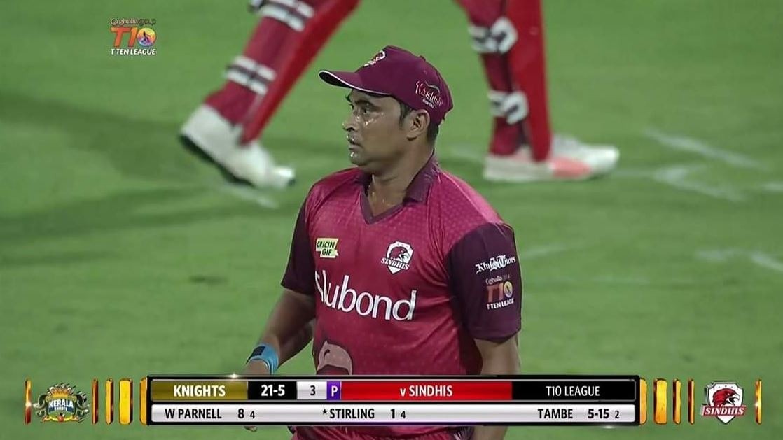 47-year-old Pravin Tambe dismisses Gayle, Morgan, Pollard, Allen and Tharanga for zero in T10 league