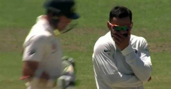 watch virat kohli amused after picking his maiden wicket in australia WATCH: Virat Kohli amused after picking his maiden wicket in Australia