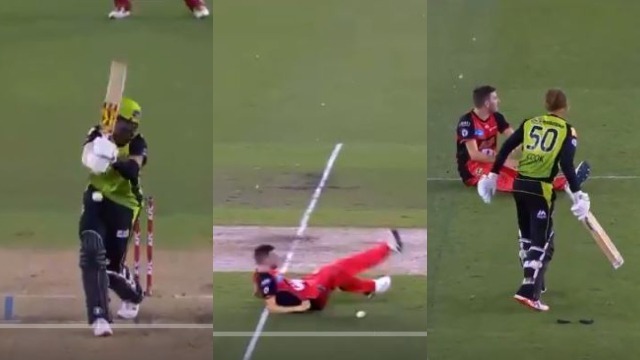 video bbl witness the most hilarious run out after batsmen run into each other VIDEO: BBL witnesses the most hilarious run-out after batsmen run into each other