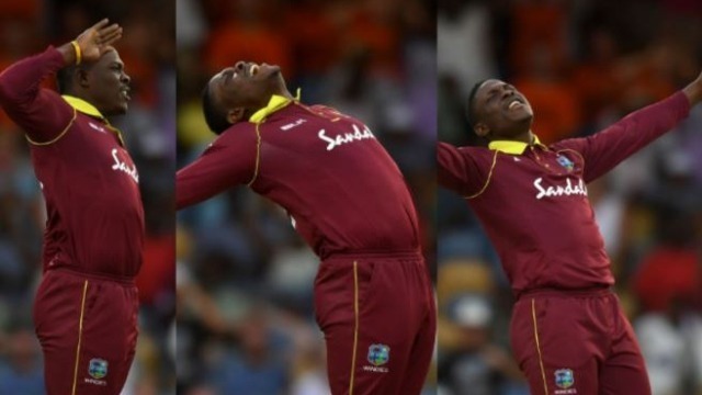 watch sheldon cottrells 5 wicket haul with his march WATCH: Sheldon Cottrell's 5-wicket haul with his 'March & Salute' celebration