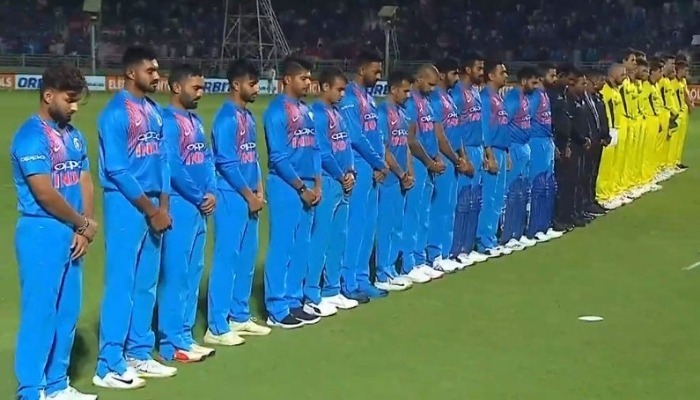 IND vs AUS 1st T20: Team India wears black band, keeps 2-min silence to honour Pulwama martyrs