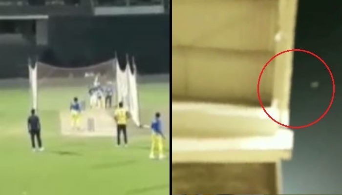 watch ms dhoni sends the ball on stadium roof during net sessions WATCH: MS Dhoni sends the ball on stadium roof during CSK net sessions