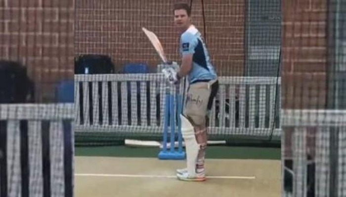 watch steve smith hit the nets for first time after elbow surgery WATCH: Steve Smith hit the nets for first time after elbow surgery