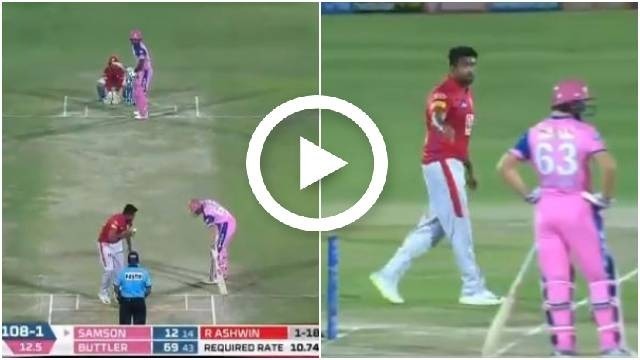 watch ashwin sparks controversy makes buttler first victim of mankading in ipl WATCH: Ashwin sparks controversy, makes Buttler first victim of 'Mankading' in IPL