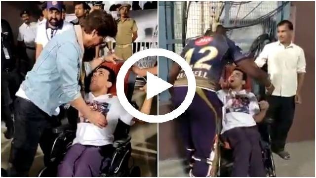 watch srk gambhir and russell come up with a heart warming gesture for special kkr fan WATCH: SRK, Gambhir and Russell come up with a heart-warming gesture for 'special' KKR fan