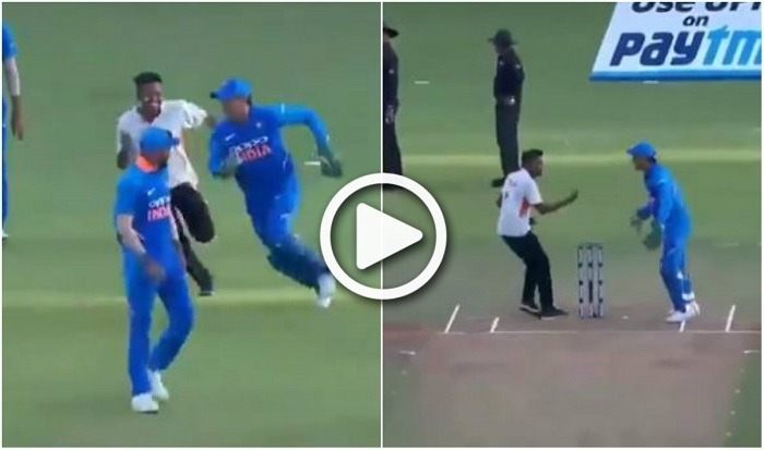 catch me if you can ms dhoni plays pakdam pakdai with a fan in 2nd odi at nagpur Catch me if you can: MS Dhoni plays pakdam-pakdai with a fan in 2nd ODI at Nagpur