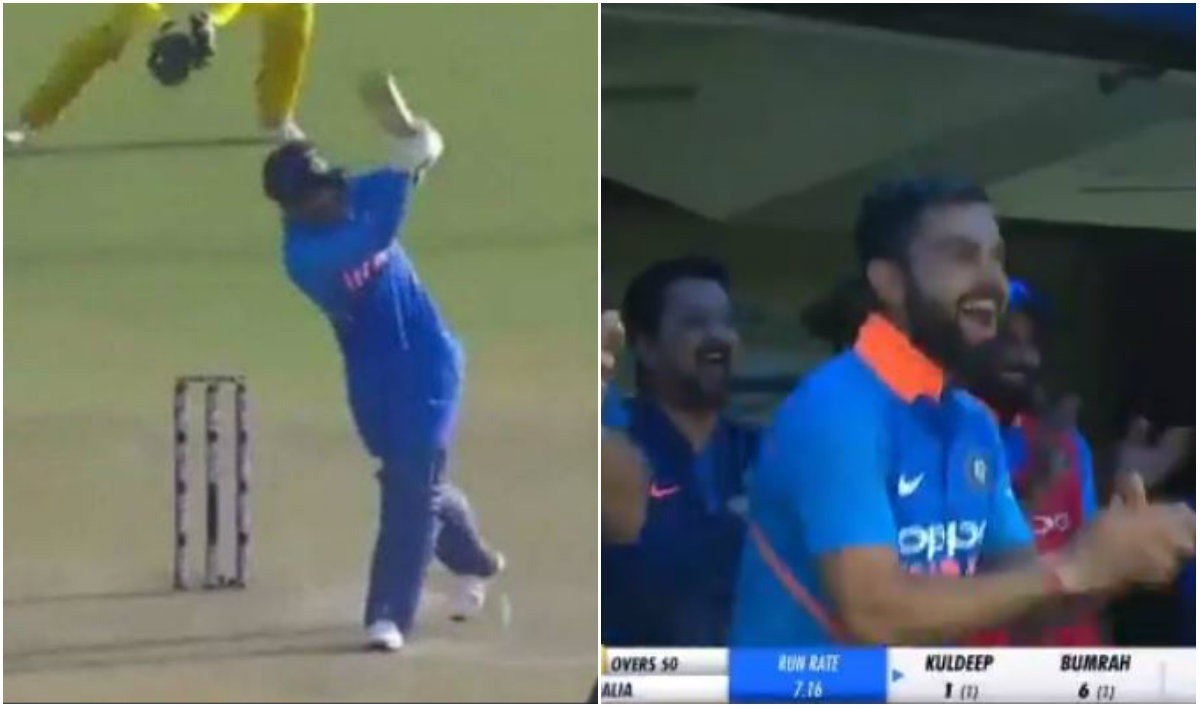 jasprit bumrahs last ball six leaves everyone including virat kohli in splits Jasprit Bumrah's last ball six leaves everyone including Virat Kohli in splits