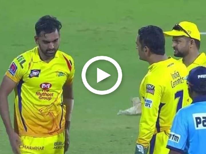 Dhoni gets angry with Chahar for bowling back-to-back no-balls