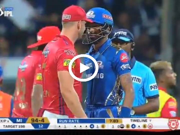 MI vs KXIP: WATCH the epic staredown between Pandya and Viljoen