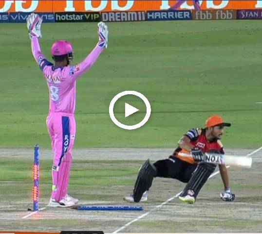 watch shreyas gopals googly gets pandey out two times WATCH: Shreyas Gopal's googly gets Pandey out TWO TIMES