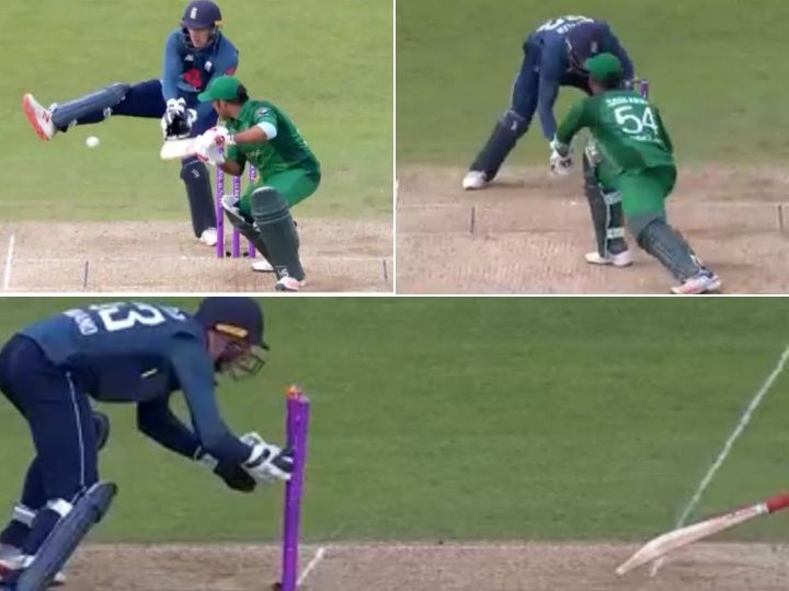 watch jos buttler does an ms dhoni to stump sarfraz out on 97 WATCH: Jos Buttler does an 'MS Dhoni' to run Sarfraz out on 97