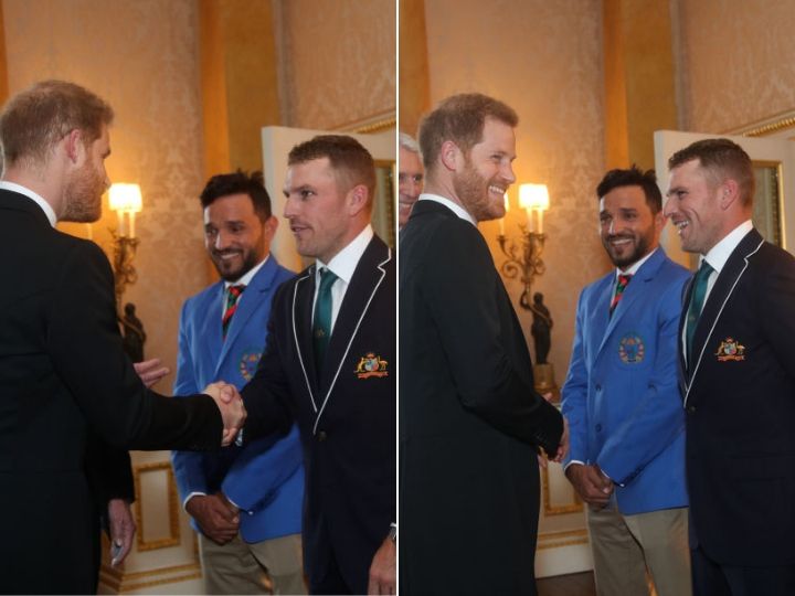 World Cup 2019: Prince Harry sledges Aaron Finch at Buckingham Palace