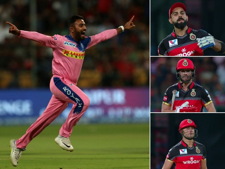 watch shreyas gopal removes kohli de villiers stoinis to claim a hat trick WATCH: Shreyas Gopal removes Kohli, De Villiers, Stoinis to claim a HAT-TRICK