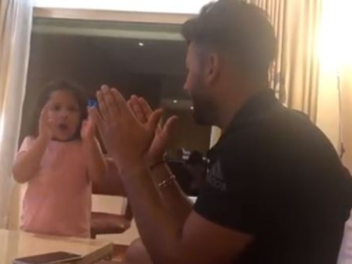 watch ziva gives hindi lessons to rishabh pant WATCH: Ziva gives Hindi lessons to Rishabh Pant