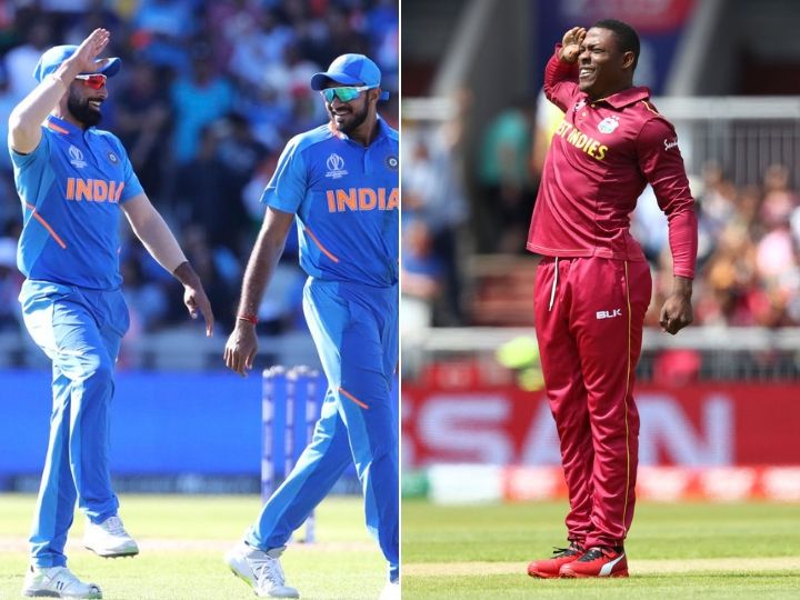 watch shami mocks cottrell with a salute gets epic reply in hindi from windies bowler WATCH: Shami mocks Sheldon Cottrell with a salute, gets epic reply in Hindi from Windies bowler