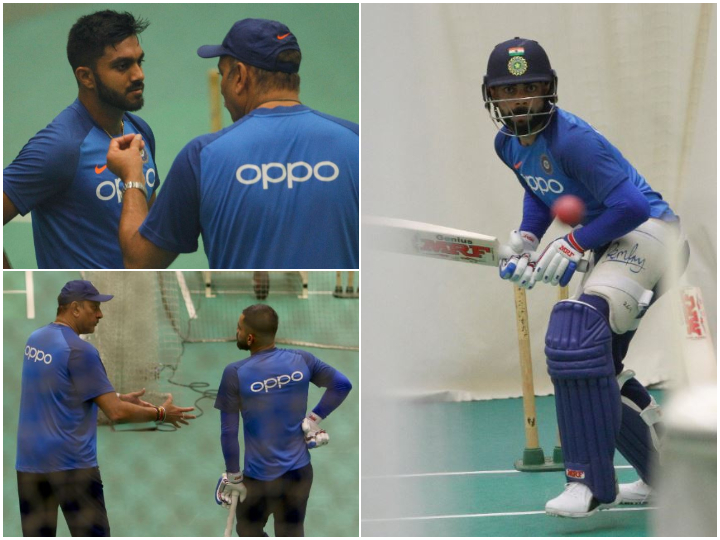 watch rain forces team india to train indoors at old trafford WATCH: Rain forces team India to train indoors at Old Trafford