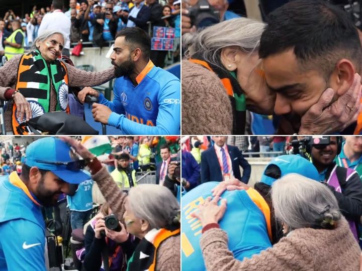 watch kohli rohit seek blessings from 87 year old passionate fan after entering wc semis WATCH: Kohli, Rohit seek blessings from 87-year-old passionate fan after entering WC semis