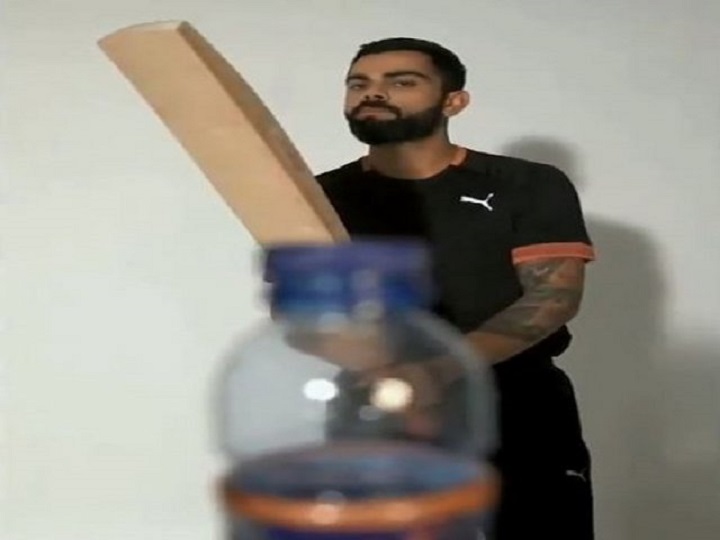 watch virat kohli aces bottle cap challenge shares video with trendy caption WATCH: Virat Kohli Aces Bottle Cap Challenge, Shares Video With Trendy Caption