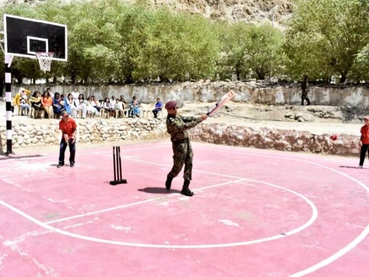 ms dhoni plays cricket with kids in leh picture goes viral MS Dhoni Plays Cricket With Kids In Leh, Picture Goes Viral