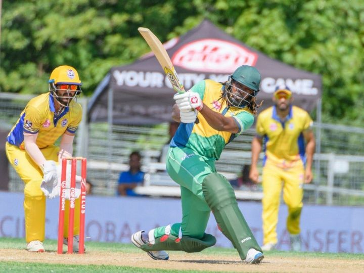 watch chris gayle slams 664466 to ruin shadab khans over in canada gt20 WATCH: Chris Gayle Slams 6,6,4,4,6,6 To Ruin Shadab Khan's Over In Canada GT20