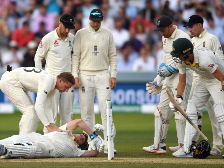 watch jofra archers lethal bouncer knock steve smith down gets retired hurt WATCH: Jofra Archer's Lethal Bouncer Knocks Steve Smith Down, Gets Retired Hurt