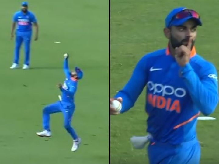 watch kohli takes one handed stunner to dismiss evin lewis gives epic send off WATCH: Kohli Takes One-Handed Stunner To Dismiss Evin Lewis; Gives Epic Send-Off