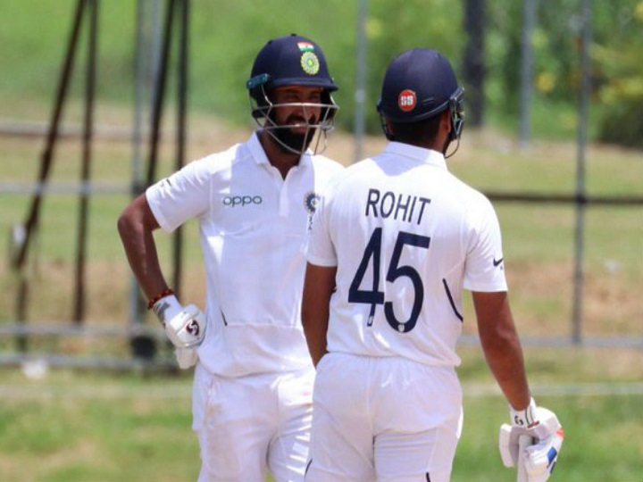 rohit and pujara shared a 132 run stand for the fourth wicket pujara retired after making 100 off 187 balls while rohit fell after making 68 off 115 IND vs WI A: Pujara ton, Rohit's 50 Guide India To 297/5 At Stumps On Day 1