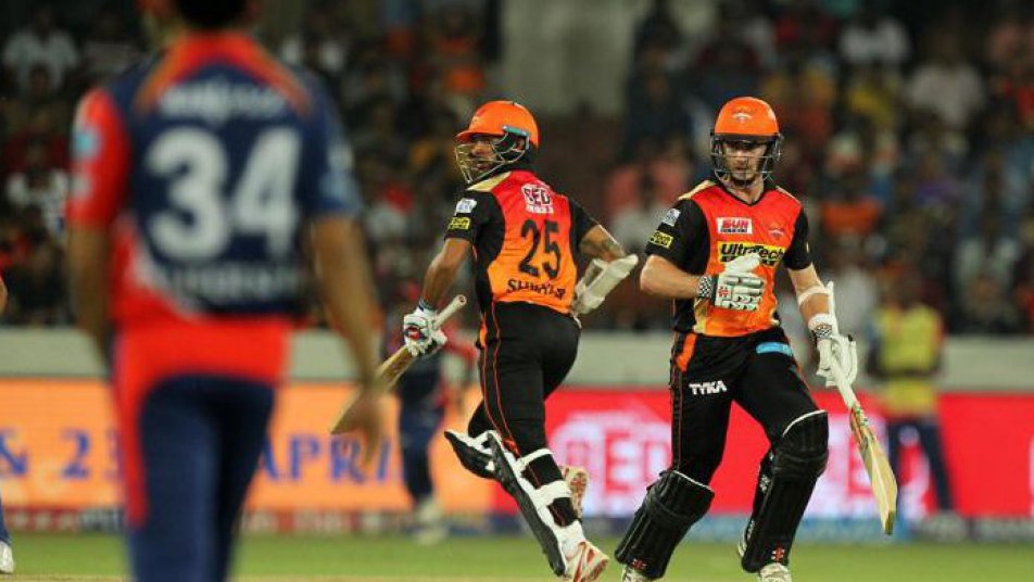 ipl 2017 sunrisers hyderabad score 191 runs against delhi 9484 DDvsSRH: विलियमसन-धवन के दम पर हैदराबाद ने बनाए 191 रन