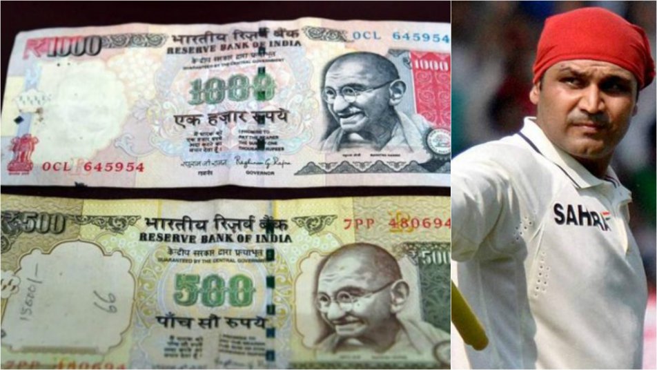 500-1000 के नोट बंद होने पर आया सहवाग का बयान