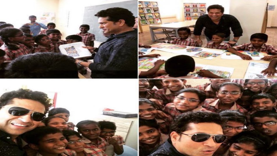 इसके अलावा सचिन गांव में स्थित स्कूल भी गए और वहां स्कूली बच्चों से मिले.