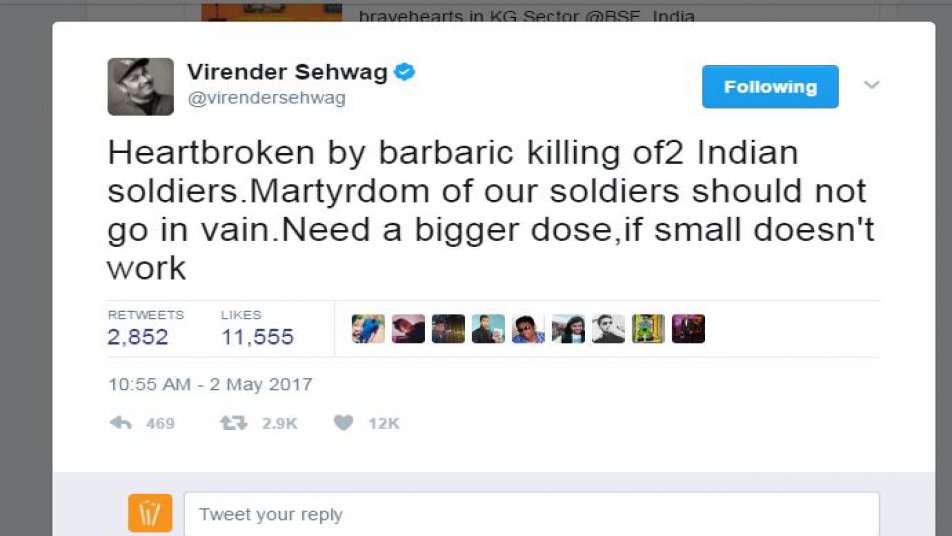 छोटे हमलें नहीं, पाकिस्तान को बड़ी खुराक की ज़रूरत: वीरेंदर सहवाग