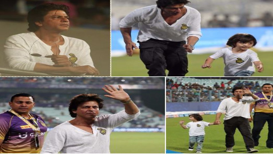 KKRvsMI: शाहरुख खान और बेटे अब्राम ने ईडन गार्डन्स में जीता दर्शकों का दिल