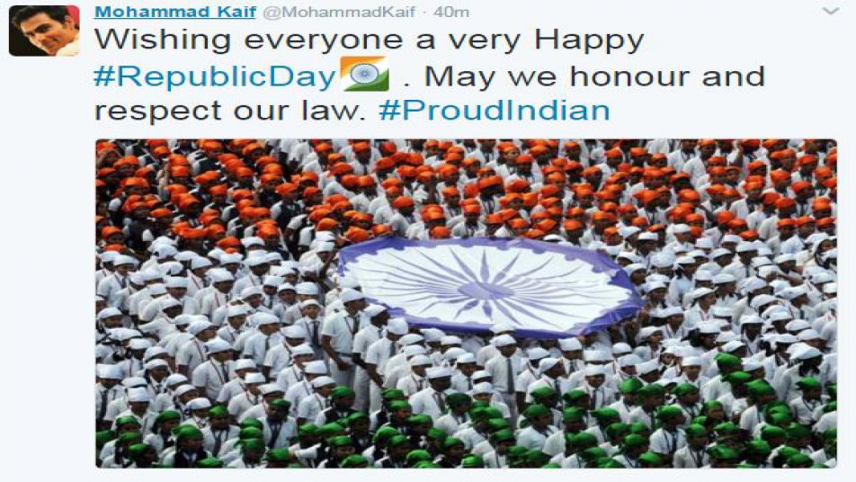 मोहम्मद कैफ ने ट्वीट कर कहा, आप सब को गणतंत्र दिवस की शुभकामनाए.