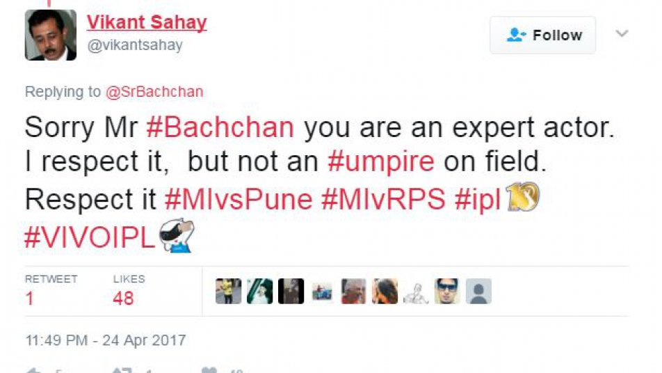 एक यूजर ने लिखा, माफी चाहुंगा सर आप एक एक्सपर्ट एक्टर हैं मैं इसका सम्मान करता हूं. लेकिन आप मैदान पर अंपायर नहीं हैं.