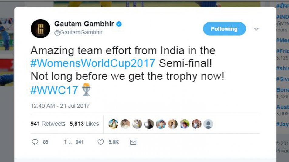 गौतम गंभीर: सेमीफाइनल में टीम इंडिया का शानदार प्रदर्शन...ट्रॉफी जीत बहुत करीब!!!