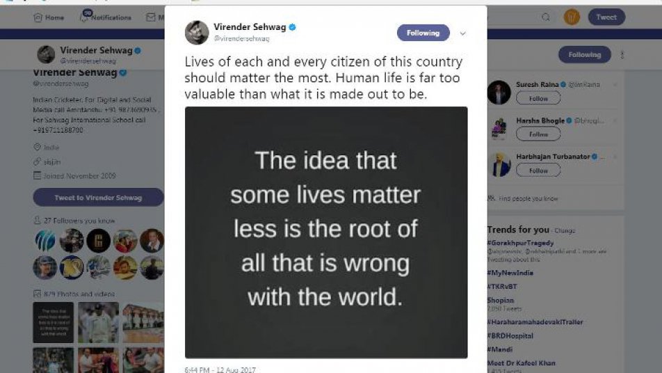 इस पूरे विवाद के बाद सहवाग ने एक ट्वीट और कर कहा, 'हमारे देश के हर एक शख्स की ज़िंदगी मायने रखती है, जितना बताया जाता है हर इंसान की ज़िंदगी उससे ज्यादा मायने रखती है.'
