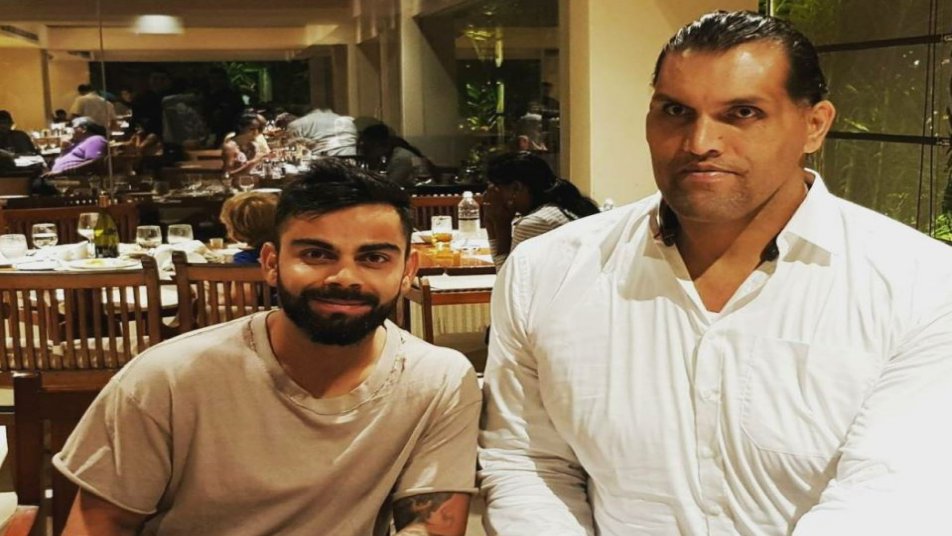 श्रीलंका के खिलाफ दूसरे टेस्ट मैच में जीत के बाद 'द ग्रेट खली' से मिले कप्तान कोहली