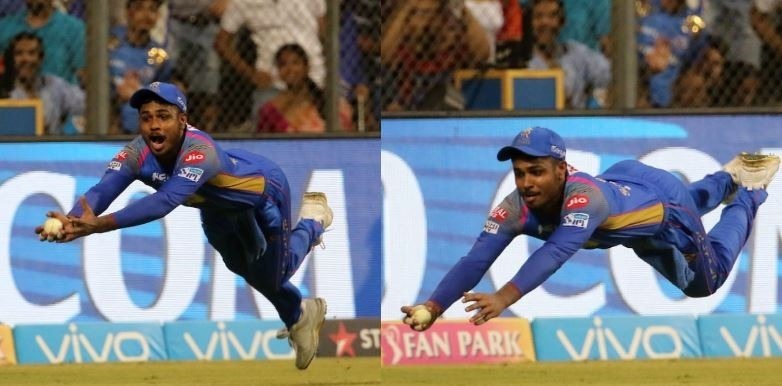 sanju samson takes a blinder of a catch to dismiss hardi kpandya IPL 2018: सीजन-11 के 'सुपरमैन' बने संजू सैमसन