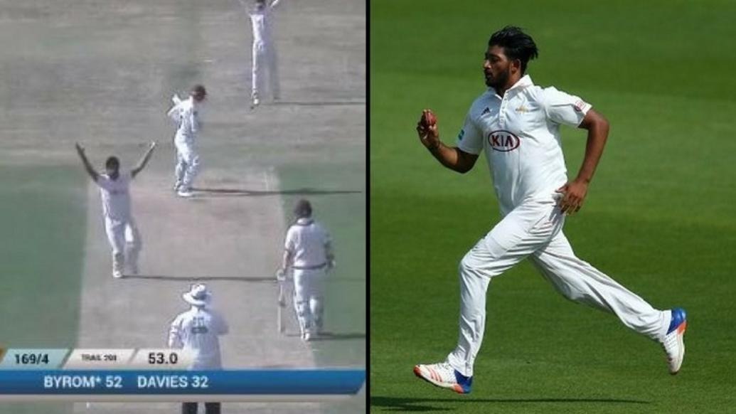 WATCH: काउंटी क्रिकेट में 20 साल के गेंदबाज़ ने 11 गेंदों में चटकाए 5 विकेट surreys ryan patel rips off somerset batting claims 6 wickets in 35 overs WATCH: काउंटी क्रिकेट में 20 साल के गेंदबाज़ ने 11 गेंदों में चटकाए 5 विकेट