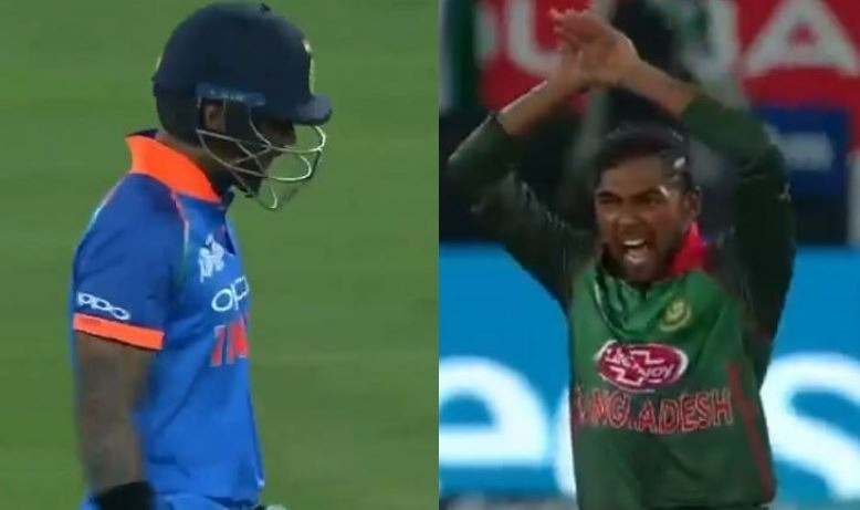 ind vs ban asia cup 2018 nazmul islam rejoices with patented nagin dance on dismissing shikhar dhawan धवन के आउट होने के बाद बांग्लादेशी खिलाड़ी ने किया नागिन डांस