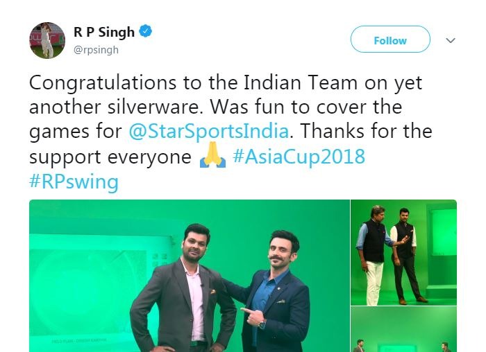 वीवीएस लक्ष्मण ने ट्वीट किया, ''एशिया कप विजेता बनने पर भारतीय टीम को शुभकामनाएं. साथ ही शाकिब और तमीम की गैर-हाज़िरी में ऐसे जुझारू और शानदार प्रदर्शन के लिए बांग्लादेश को भी बधाई. खासकर केदार जाधव का भी ज़िक्र करूंगा जिन्होंने बेहतरीन कमिटमेंट दिखाया.''