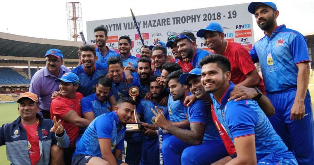 mumbai beat delhi by 4 wicket in viajy hazare trophy final विजय हज़ारे ट्रॉफी: दिल्ली को चार विकेट से हराकर मुंबई तीसरी बार बना चैंपियन