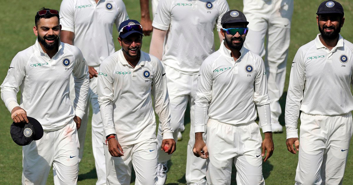 india vs wet indies rajkot test match virat kohli prithvi shaw ravindra jadeja ऐतिहासिक जीत दर्ज करने के बाद कोहली ने की पृथ्वी और जडेजा की तारीफ