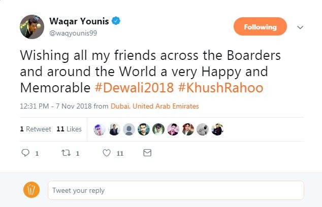 पाकिस्तान के पूर्व दिग्गज वकार यूनुस ने भी सभी को हैप्पी दीपावली विश किया. 