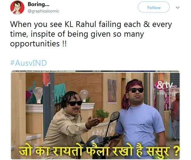 वहीं एक ने लिखा, ''जब आप हर पारी में राहुल को इस तरह आउट होते देखते हो.''