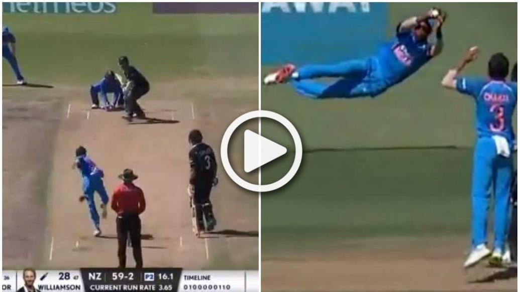 watch pandya takes one handed stunner on return to international cricket after 4 months WATCH: 4 महीने बाद मैदान पर वापसी करते हुए हार्दिक पांड्या ने पकड़ा एक हाथ से शानदार कैच