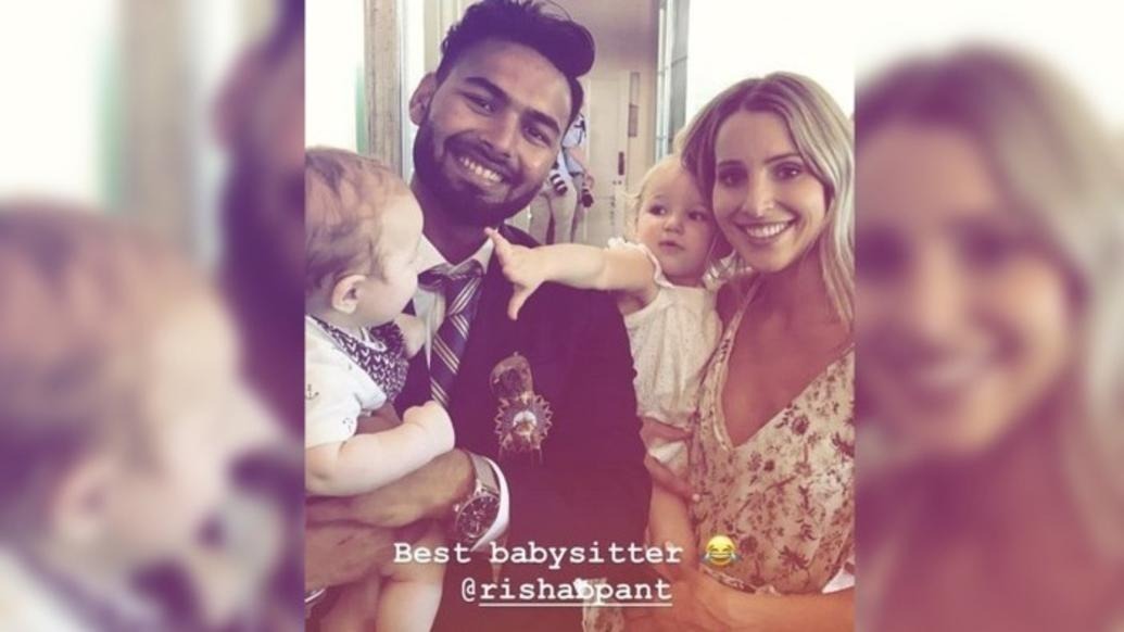 rishabh pant babysits tim paines kids after boxing day 3rd test photo goes viral अब टिम पेन की पत्नी ने सबूत के साथ रिषभ पंत को कहा 'बेबीसिटर'